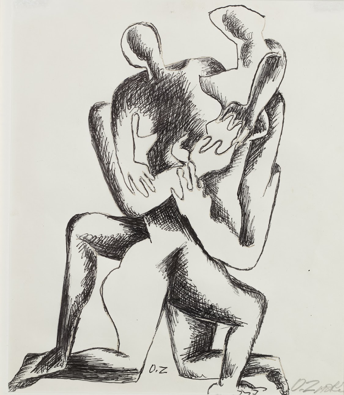 Couple abstrait enlacé