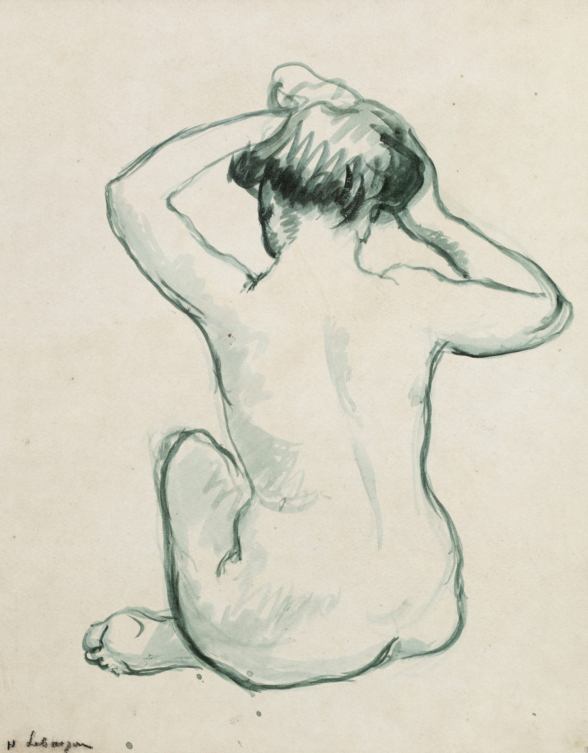Nude sitting from behind
