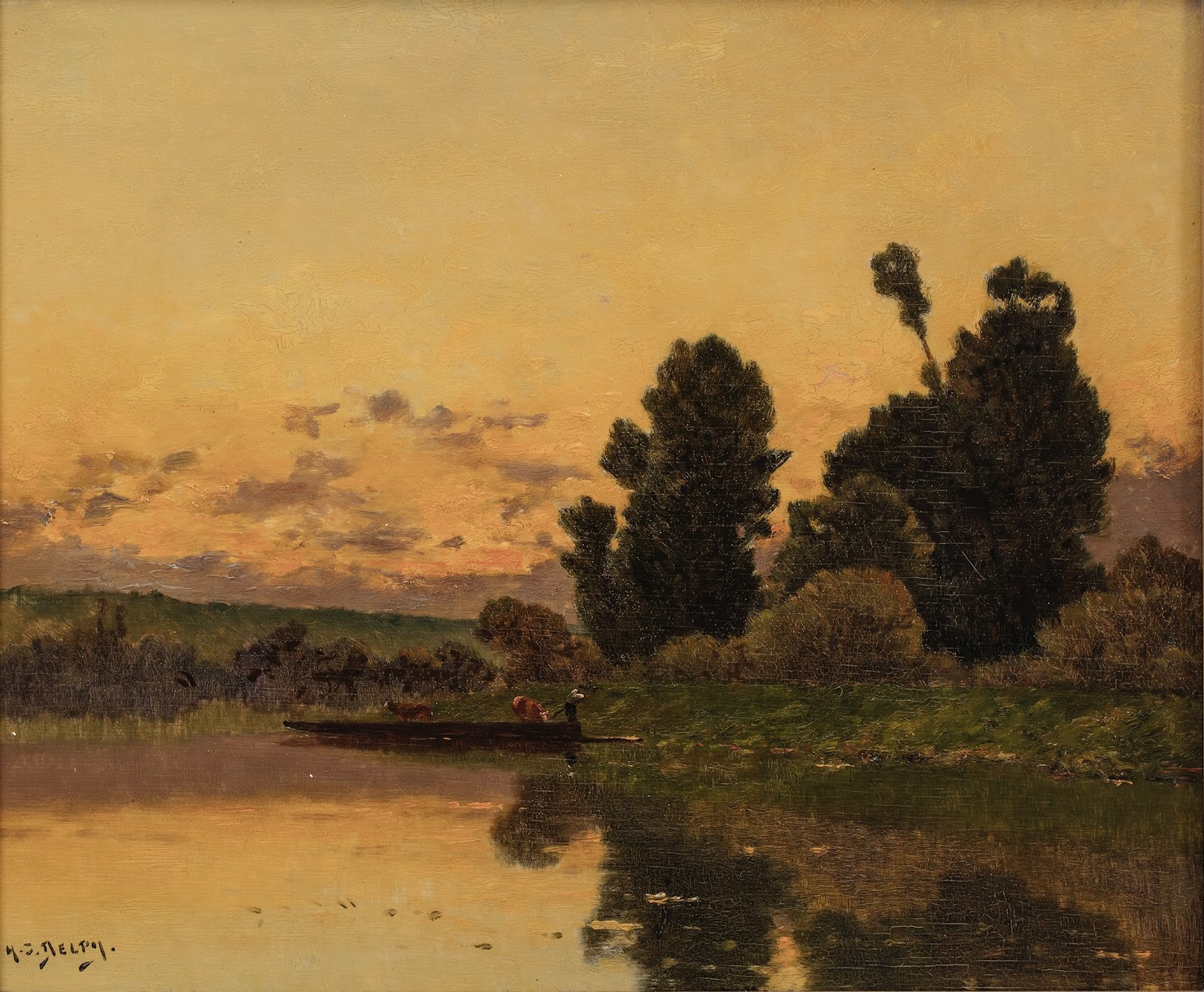 Paysage au soleil couchant